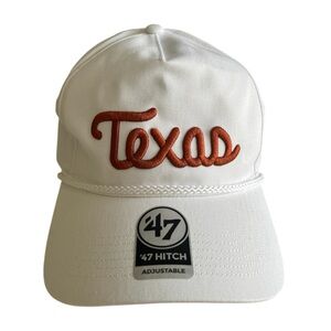 NWOT - ‘47 Hitch Relaxed Fit Adjustable White Texas Longhorns Snapback Hat
